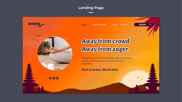 Free PSD landing page template for nyepi celebration