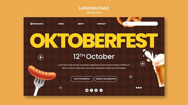 PSD gratuito modello di pagina di destinazione per la celebrazione del festival della birra dell'oktoberfest