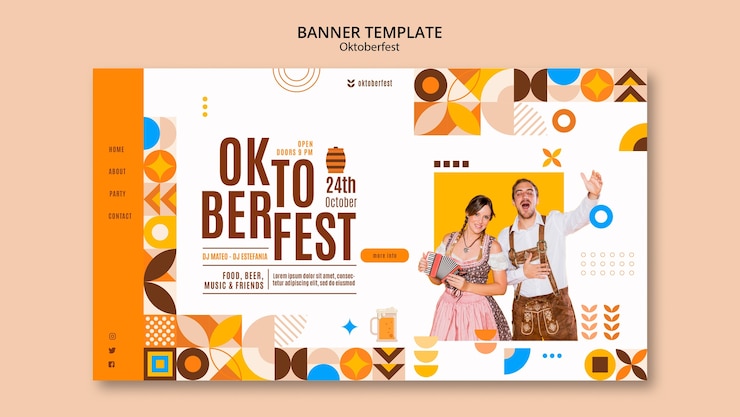 मुफ़्त PSD landing page template for oktoberfest beer festival celebration