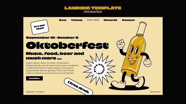 Free PSD landing page template for oktoberfest beer festival celebration