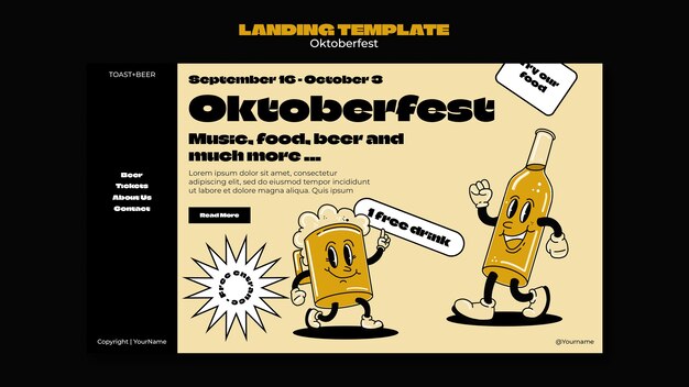 Free PSD landing page template for oktoberfest beer festival celebration