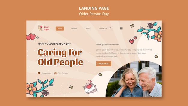 Landing page template for older people assistance and care