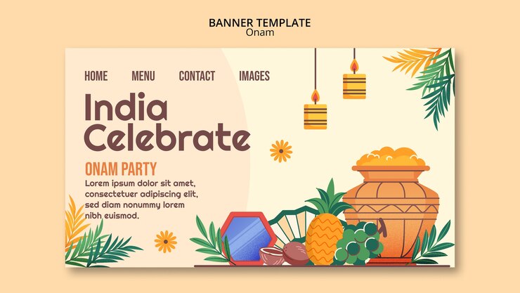 मुफ़्त PSD landing page template for onam festival celebration