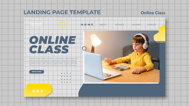 Free PSD landing page template for online classes with child