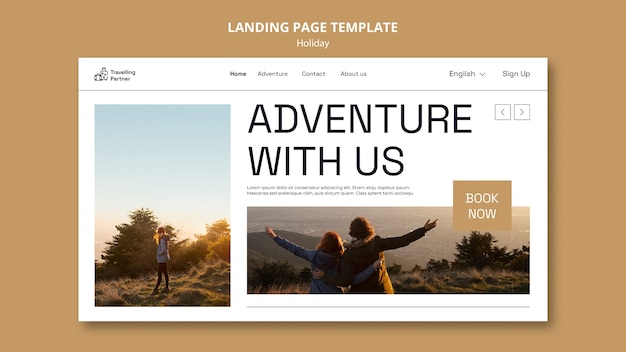 Free PSD landing page template for outdoors adventure and travel