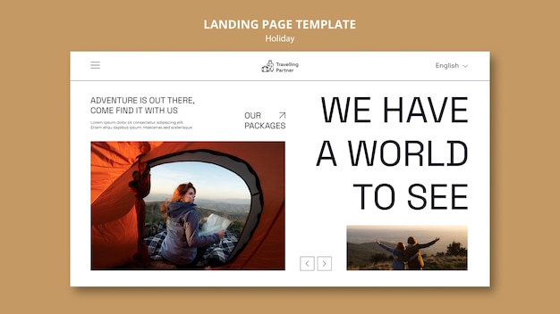 Free PSD landing page template for outdoors adventure and travel