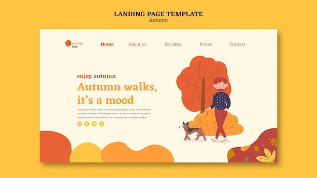 Free PSD landing page template for outdoors autumn activities