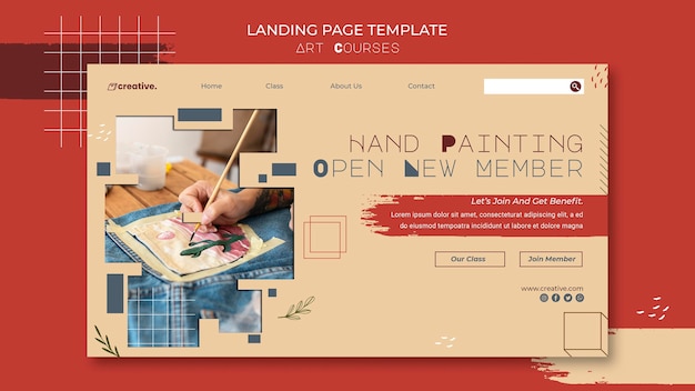 Landing page template for painting classes