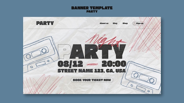 Free PSD landing page template for party and celebration