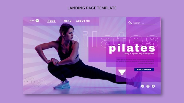 PSD gratuito formazione per pilates su modello di pagina di destinazione