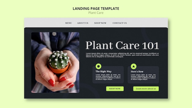 Free PSD landing page template for plant care