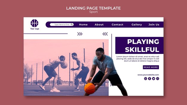 Landing page template for playing basketball