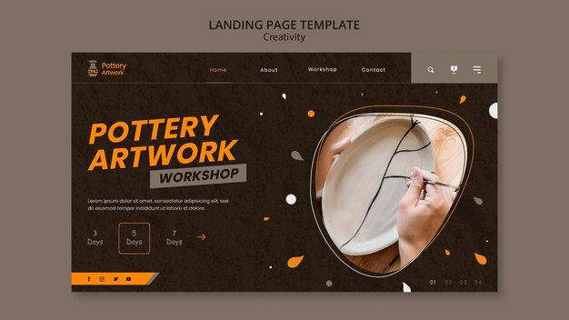 Landing page template for pottery workshop