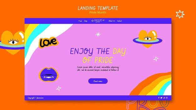 Landing page template for pride month celebration