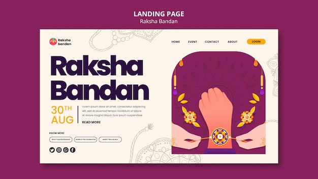 Modello di pagina di destinazione per la celebrazione di raksha bandhan