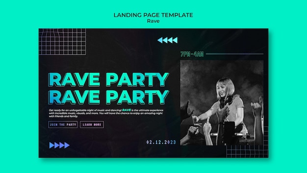 PSD gratuito modello di pagina di destinazione per rave party