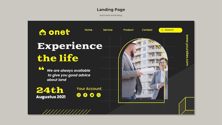 Free PSD landing page template for real estate and building