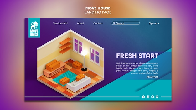 Free PSD landing page template for residence relocation services