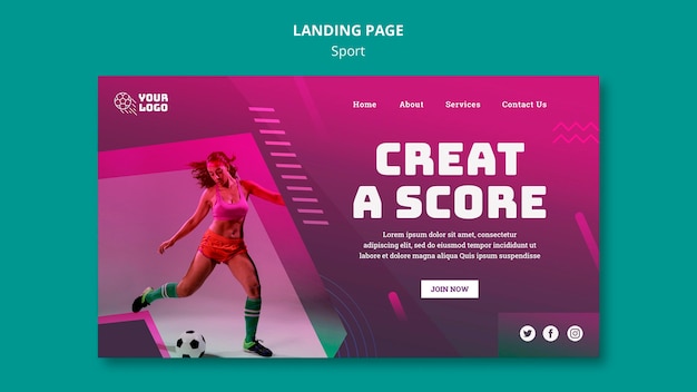 Landing page template soccer training