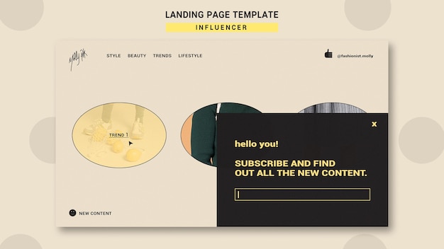 Landing page template for social media fashion influencer