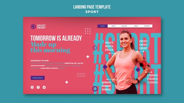landing page template for sport with motivational quotes