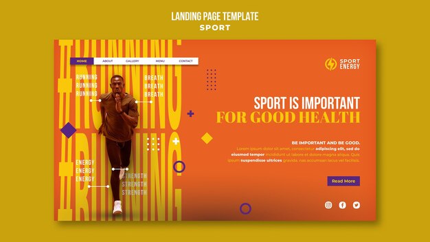 landing page template for sport with motivational quotes