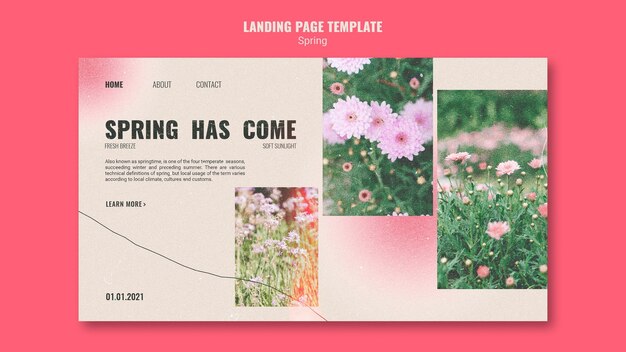 Шаблон целевой страницы для весны с цветами