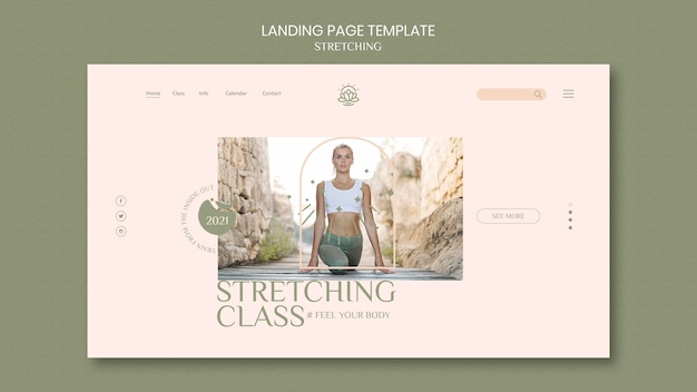 Free PSD landing page template for stretching course