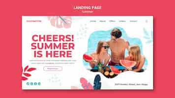 Free PSD landing page template for summer fun at the pool