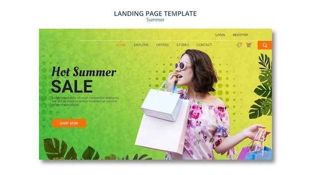 Free PSD landing page template summer sale