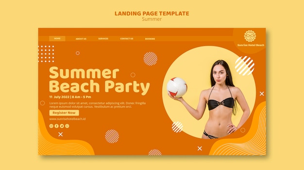 Free PSD landing page template for summer vacation