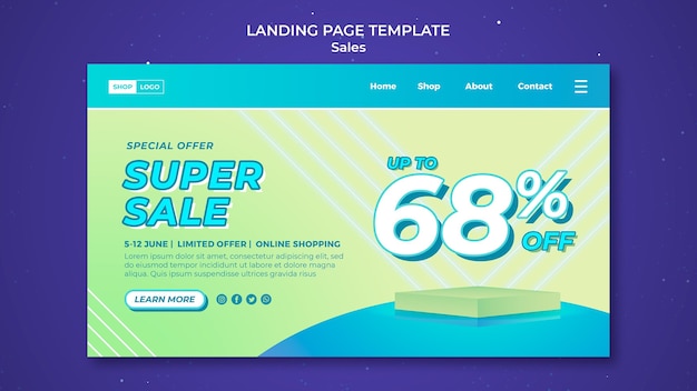 Landing page template for super sale