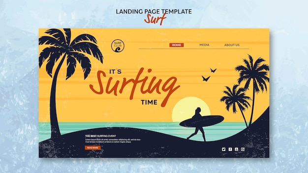 Landing page template for surfing time