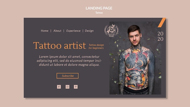 Modello di pagina di destinazione per tatuatore