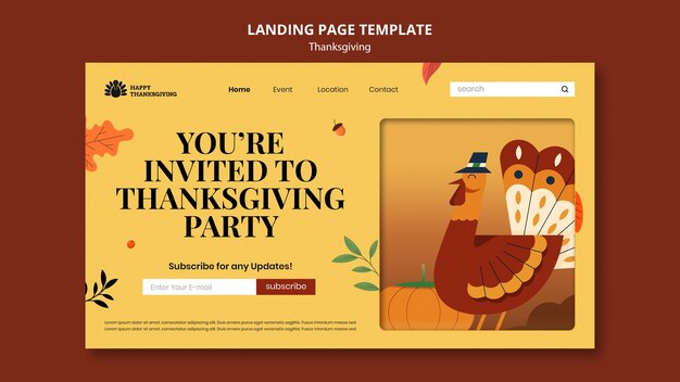 Free PSD landing page template for thanksgiving celebration