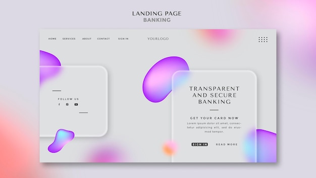 presentation for ui Free PSD landing page template for transparent and safe banking
