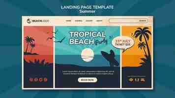 Free PSD landing page template for tropical beach party