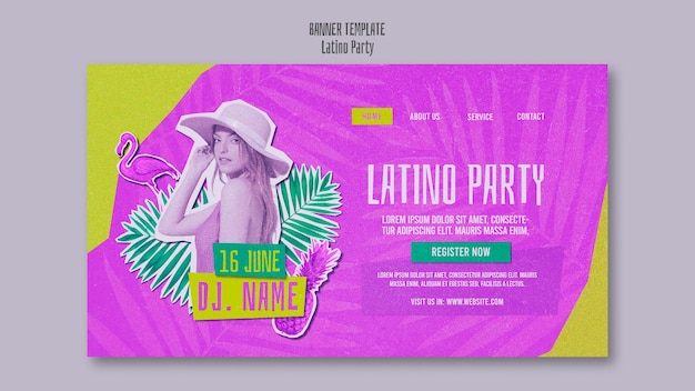 Free PSD landing page template for tropical latino themed party