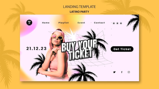 Free PSD landing page template for tropical latino themed party