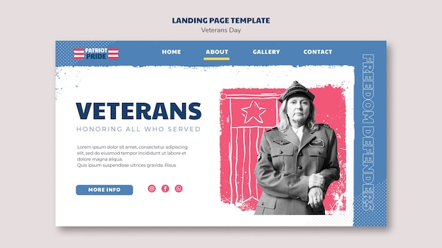 Landing page template for usa veteran's day celebration