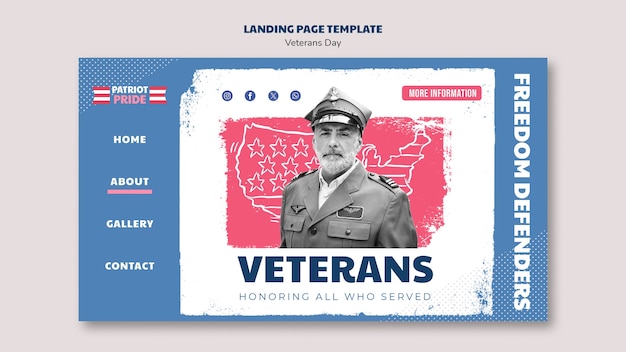 Landing page template for usa veteran's day celebration