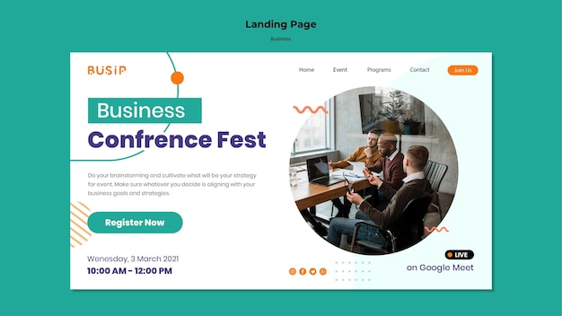 Free PSD landing page template for webinar and business startup