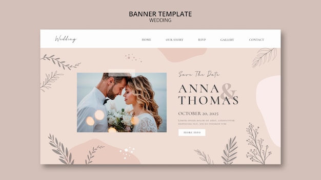 Free PSD landing page template for wedding with vegetation