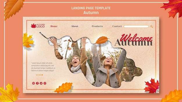 Free PSD landing page template for welcoming autumn season