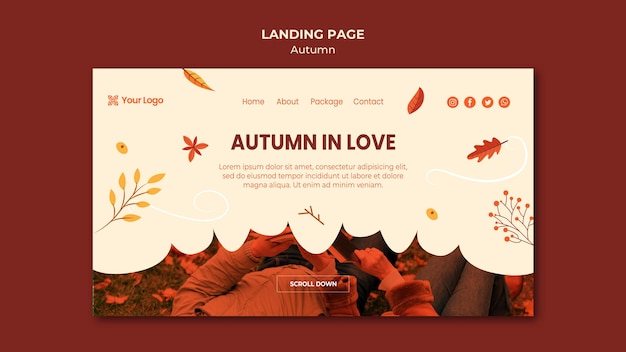 Free PSD landing page template for welcoming the autumnal season