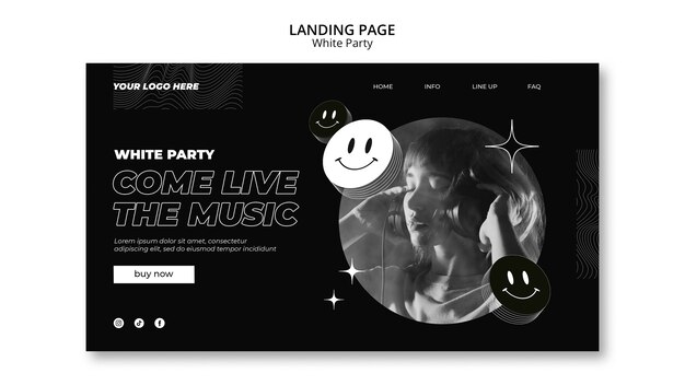 Free PSD landing page template for white party