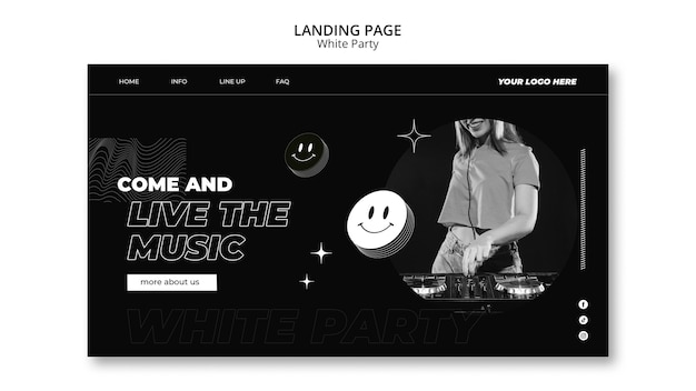 Landing page template for white party