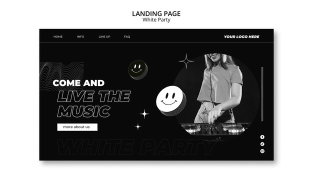 Landing page template for white party
