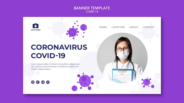 Free PSD landing page template with about covid19