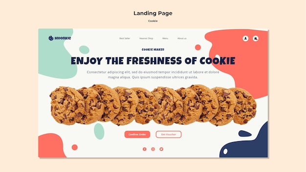 Modello di pagina di destinazione con i cookie